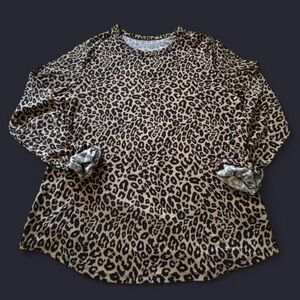 No Boundaries Leopard Print Long Sleeve Top - Tan & Black